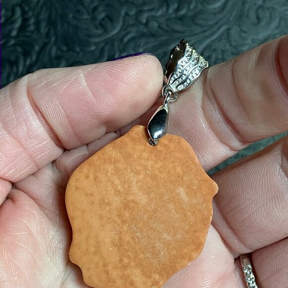 Barracuda Fish Carved Mother of Pearl White Jade Pendant - Picture 7 of 7